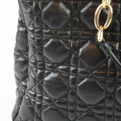 Christian Dior Large Cannage Tote Lambskin Black