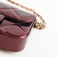 Chanel Mini Top Handle Metallic Mirror Flap Burgundy - 2025/26 FW