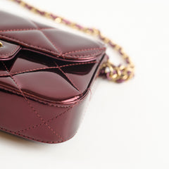 Chanel Mini Top Handle Metallic Mirror Flap Burgundy - 2025/26 FW