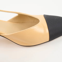 Chanel Two Tone Slingbacks Beige/Black Size 38