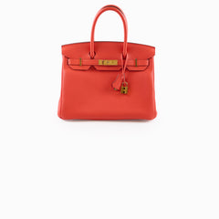 Hermes Birkin 30 Capucine X Stamp Togo Gold HW