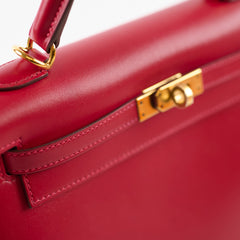 Hermes Kelly 25 Rouge Vif Tadelakt Y stamp