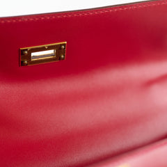 Hermes Kelly 25 Rouge Vif Tadelakt Y stamp