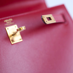 Hermes Kelly 25 Rouge Vif Tadelakt Y stamp