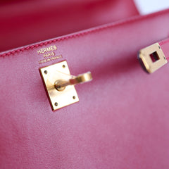 Hermes Kelly 25 Rouge Vif Tadelakt Y stamp