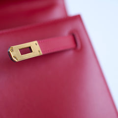 Hermes Kelly 25 Rouge Vif Tadelakt Y stamp