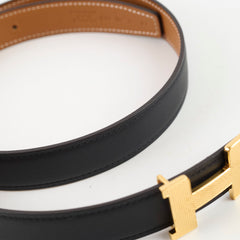 Hermes H Reversible Belt Black Gold Size 75