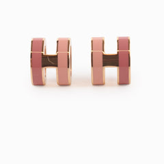 Hermes Mini Pop H Rose Stud Earrings