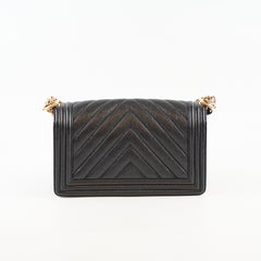 Chanel Old Boy Medium Caviar Chevron Black