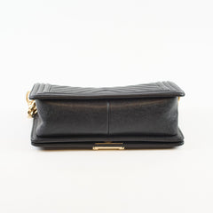 Chanel Old Boy Medium Caviar Chevron Black