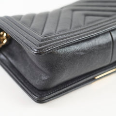 Chanel Old Boy Medium Caviar Chevron Black