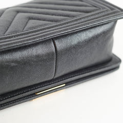 Chanel Old Boy Medium Caviar Chevron Black
