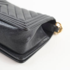 Chanel Old Boy Medium Caviar Chevron Black
