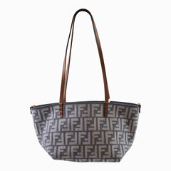 Fendi Small Roll Reversible FF Jacquard Tote Denim Light Blue