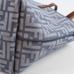 Fendi Small Roll Reversible FF Jacquard Tote Denim Light Blue