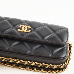 Chanel Flap Phone Holder with Chain Black
