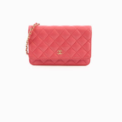 Chanel Caviar Wallet On Chain Red