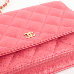 Chanel Caviar Wallet On Chain Red