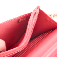 Chanel Caviar Wallet On Chain Red
