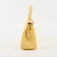 Hermes Kelly 25 Jaune Poussin Togo K Stamp