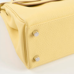 Hermes Kelly 25 Jaune Poussin Togo K Stamp