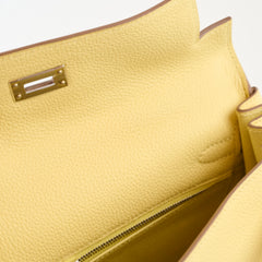 Hermes Kelly 25 Jaune Poussin Togo K Stamp