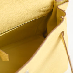 Hermes Kelly 25 Jaune Poussin Togo K Stamp