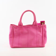 Prada Small Prada Canapa Canvas Tote Pink