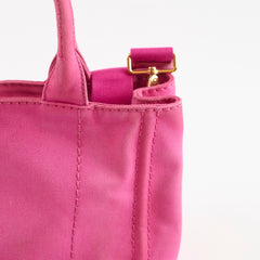 Prada Small Prada Canapa Canvas Tote Pink