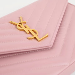 Saint Laurent Cassandra Matelasse Envelope Wallet On Chain WOC Pink