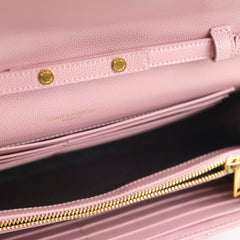 Saint Laurent Cassandra Matelasse Envelope Wallet On Chain WOC Pink