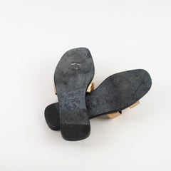 Hermes Oran Sandals Metallic Champagne 37.5