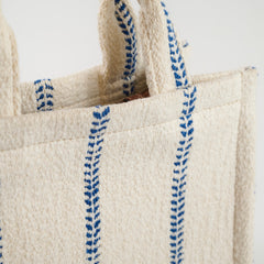 Celine Small Cabas Thais Striped Textile Tote White