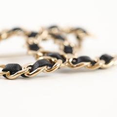 Chanel CC Leather Light Gold Brooch