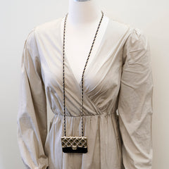 Chanel Gold Metal & Black Resin Flap Necklace Card holder