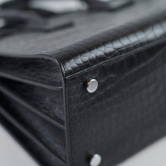 Saint Laurent Sac De Jour Medium Black Croc Emboss