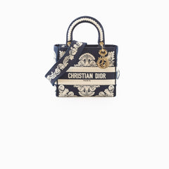 Christian Dior Lady Dior DLite Medium Navy Embroidery