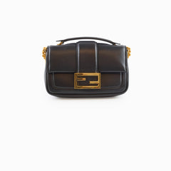 Fendi Baguette Shoulder Bag Lambskin Black