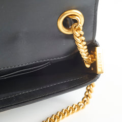 Fendi Baguette Shoulder Bag Lambskin Black