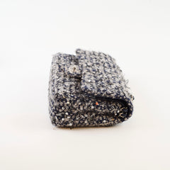 Chanel Medium Flower Sequined Tweed Flap Navy/Grey