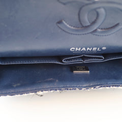 Chanel Medium Flower Sequined Tweed Flap Navy/Grey