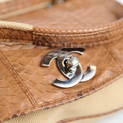 Chanel Vintage Python and Beige Canvas CC Flap Bag 8 series