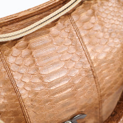 Chanel Vintage Python and Beige Canvas CC Flap Bag 8 series
