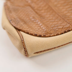 Chanel Vintage Python and Beige Canvas CC Flap Bag 8 series