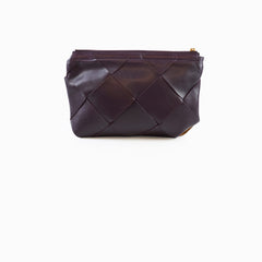Bottega Veneta Maxi Intrecciato Zip Pouch Dark Purple