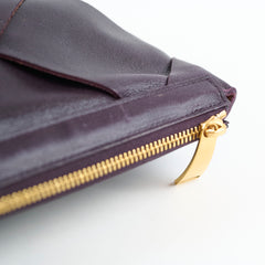 Bottega Veneta Maxi Intrecciato Zip Pouch Dark Purple