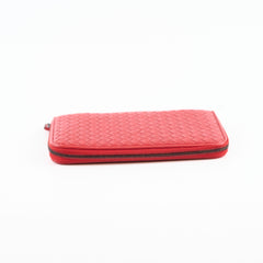 Bottega Veneta Intrecciato Piccolo Top handle Long Wallet Red
