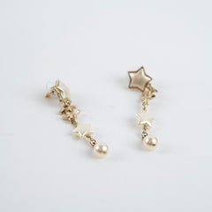 Chanel CC Star Drop Pearl Earrings Costume Jewellery