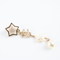 Chanel CC Star Drop Pearl Earrings Costume Jewellery