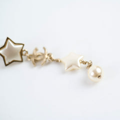 Chanel CC Star Drop Pearl Earrings Costume Jewellery